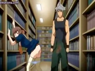 Hentai chupando un putz en la biblioteca